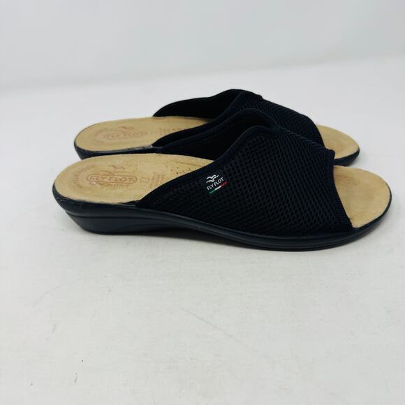 Fly Flot Italy Black Mesh Slide Sandals Comfort Slip-On Shoes Size 40 - Picture 7 of 13
